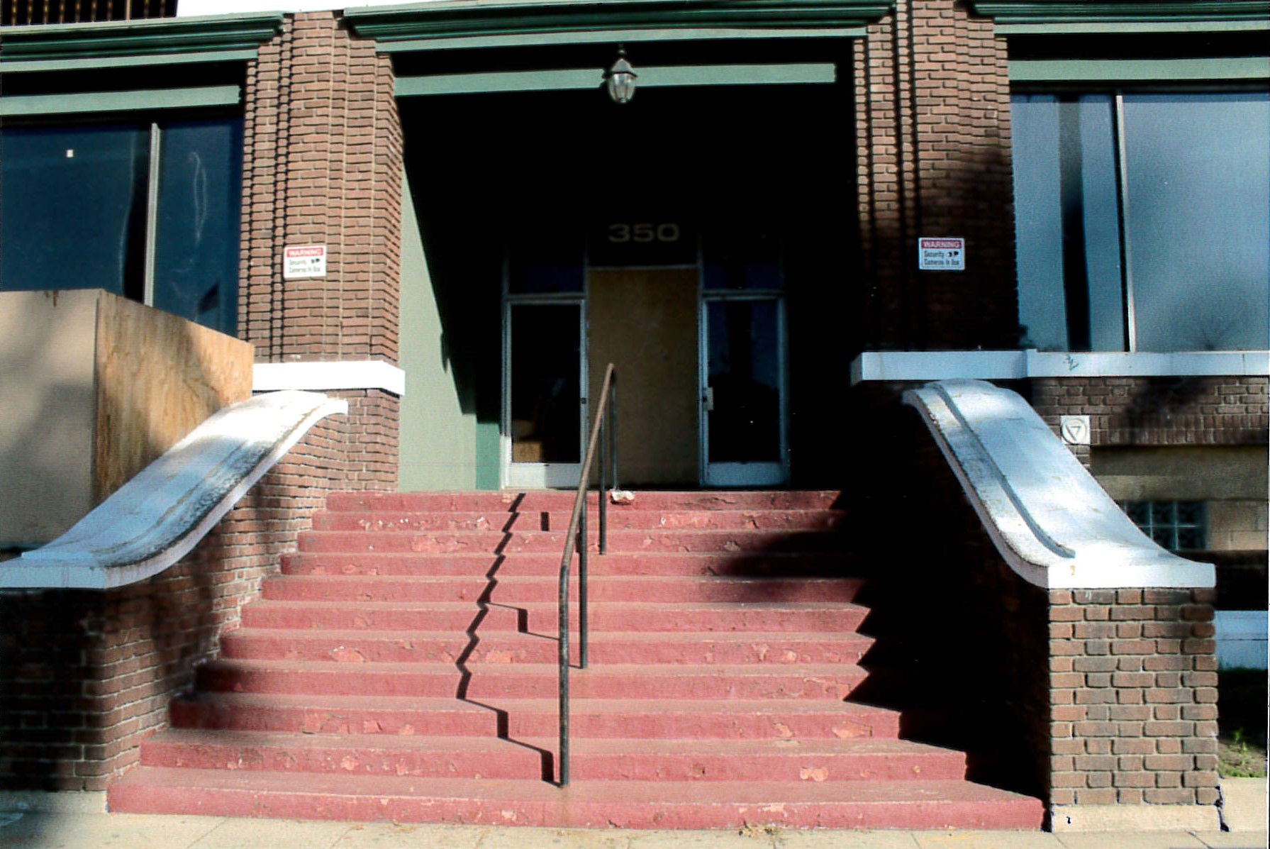 Main entrance, missing entry doors